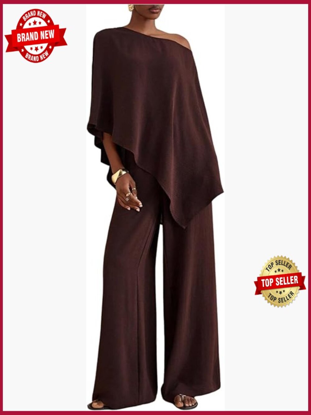 Off Shoulder Top Wide Leg Pants 2 Piece Set